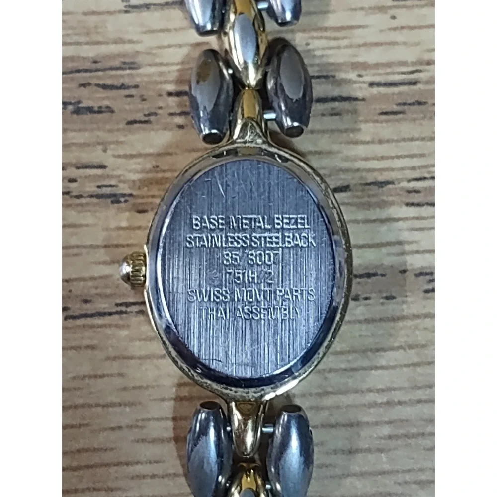 Vintage 90s Disney Mickey Mouse Two Tone Oval Watch Woman's Swiss Movt